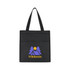 A black cooler bag featuring a logo with trees and a tent design. The bag has two sturdy handles.