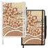A journal featuring a colourful Indigenous-inspired design, available in white and black covers, with blank pages.