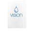 A white A5 hard cover notebook with a blue logo and an elastic band closure.