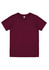 A maroon short sleeve tee with a label and no additional graphics or text. Suitable for kids.