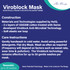 A Viroblock Face Mask in dark blue with a soft elastic ear loop and features a logo.