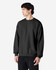 A black Gildan Softstyle adult sweatshirt displayed on a model, featuring a simple design and a logo.