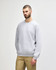 A grey Gildan Softstyle adult sweatshirt displayed on a mannequin, featuring a crew neck and long sleeves.