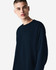 A long sleeve unisex T-shirt in navy blue with a relaxed fit and a logo detail.
