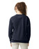 A navy adult crewneck sweatshirt with a relaxed fit, featuring a simple design and a logo on the back.