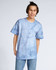 A heavyweight T-shirt in a blue tie-dye pattern worn by a person, featuring a casual fit and a logo.