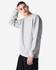 A unisex crewneck sweatshirt in light grey, featuring a relaxed fit and ribbed cuffs. It has a logo on it.