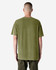 A unisex heavyweight cotton T-shirt in olive green, displaying the back view. It has a logo.