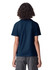 A youth t-shirt in navy blue, featuring a classic crew neck and short sleeves, with a plain back.