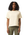 A cream-coloured heavyweight boxy T-shirt for women, featuring short sleeves and a simple design.