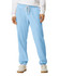 Light blue lightweight sweatpants with an elastic waistband and drawstring, featuring a logo on the leg.