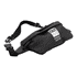 A black Boston Bag with an adjustable strap and a logo, featuring a sleek, minimalist design.
