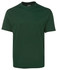 A dark green t-shirt with a round neckline and short sleeves, featuring a brand logo.