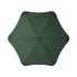 A green BLUNT Sport Umbrella with a unique octagonal shape and a central hub is displayed from above.