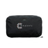 A black packing cube featuring a circular logo, designed for organising travel essentials.