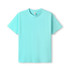 A turquoise modern fit unisex T-shirt with short sleeves and a simple design. It features a logo.