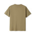 A unisex modern fit tee in a khaki colour, featuring a simple design and a logo.