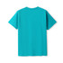 A turquoise unisex modern fit tee with short sleeves and a plain back view.