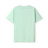 A mint green unisex modern fit t-shirt with short sleeves and a simple design on the back.