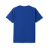 A blue unisex modern fit T-shirt displayed from the back. The shirt has short sleeves and a plain design.