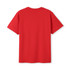 A red modern fit unisex t-shirt with a plain back and short sleeves, featuring a logo.