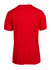 A red modern fit unisex t-shirt with a plain back and short sleeves, featuring a logo.