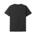 A black unisex modern fit tee featuring a round neckline and short sleeves. The back is plain with no visible design.