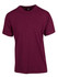 A maroon unisex modern fit tee with a simple design and a crew neck. It features a logo on the label.