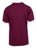 A maroon unisex modern fit T-shirt with a simple design and a logo on the back.