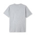 A grey unisex modern fit T-shirt viewed from the back. The shirt has a simple design and features a logo.