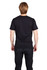 A black modern fit unisex T-shirt displayed from the back, showing its simple design and silhouette.