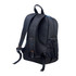 A black backpack with mesh accents and adjustable straps, featuring a logo on the side.