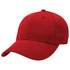 A red heavy brushed cotton cap with a curved brim and ventilation holes, featuring a logo.