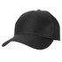 A black Polycotton Impact Cap featuring a curved brim and a logo. Suitable for headwear promotion.
