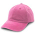 A pink washed chino cap with a curved brim and eyelet ventilation. Features a branding logo on the front.