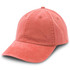 A washed chino cap in a soft coral colour with a curved brim and an adjustable back. It features a logo.