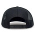 A black trucker cap featuring a mesh back and an adjustable strap. The interior is not visible.
