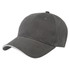 A grey cap with a soft peak, featuring an adjustable back and a logo on the side.