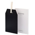 A blackboard memo board with a natural fabric hanging strap, packaged in a white box with a logo.