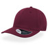 A maroon cap with a rounded crown and a curved brim, featuring a small logo on the side.