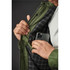 Men's Bushwick Quilted Jacket in olive green, featuring a plaid lining and an inside pocket for a phone.