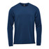 A navy long sleeve tee with a crew neckline and a simple design, featuring a logo on the label.