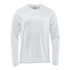 A light blue long sleeve tee with a round neck, featuring a subtle texture and a logo on the front.