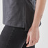 A dark grey women's short sleeve tee featuring side slits at the hem.