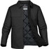 A black men's work jacket featuring a quilted interior and a chest pocket, with an open front design.
