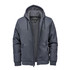 A grey hooded jumper with a soft interior and front pockets, featuring a logo.
