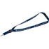 A navy blue lanyard featuring a clip and branding, suitable for exhibitions and events.