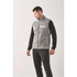 A men's grey sherpa fleece vest with a front zipper and a pocket, modelled by a man.