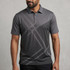 Men's Reflex Polo in grey with a geometric pattern and a logo. Short sleeves and a classic collar design.