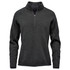 A dark grey women's 1/4 zip pullover jumper with a high collar and a side logo.